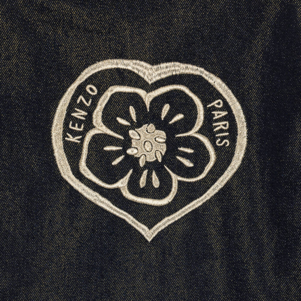 KENZO KIDS-Girls Dark Blue & Gold Denim Jacket | Childrensalon