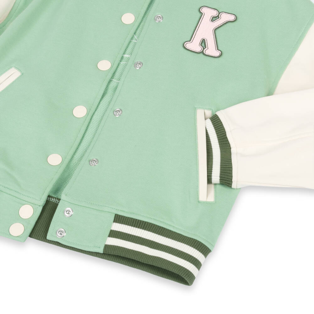 KENZO KIDS-Girls Green Cotton Jersey Varsity Jacket with Peony Logo  | Childrensalon