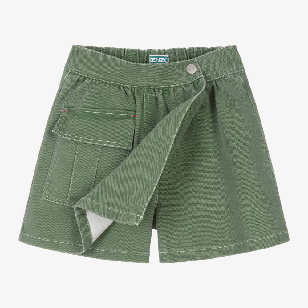KENZO KIDS-Girls Green Denim Skort | Childrensalon