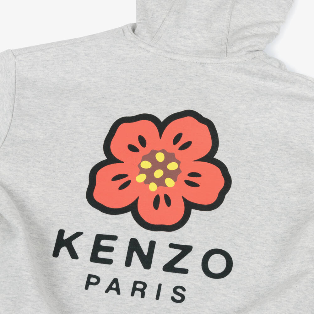 KENZO KIDS-Girls Grey Boke Flower Cotton Jersey Tracksuit | Childrensalon