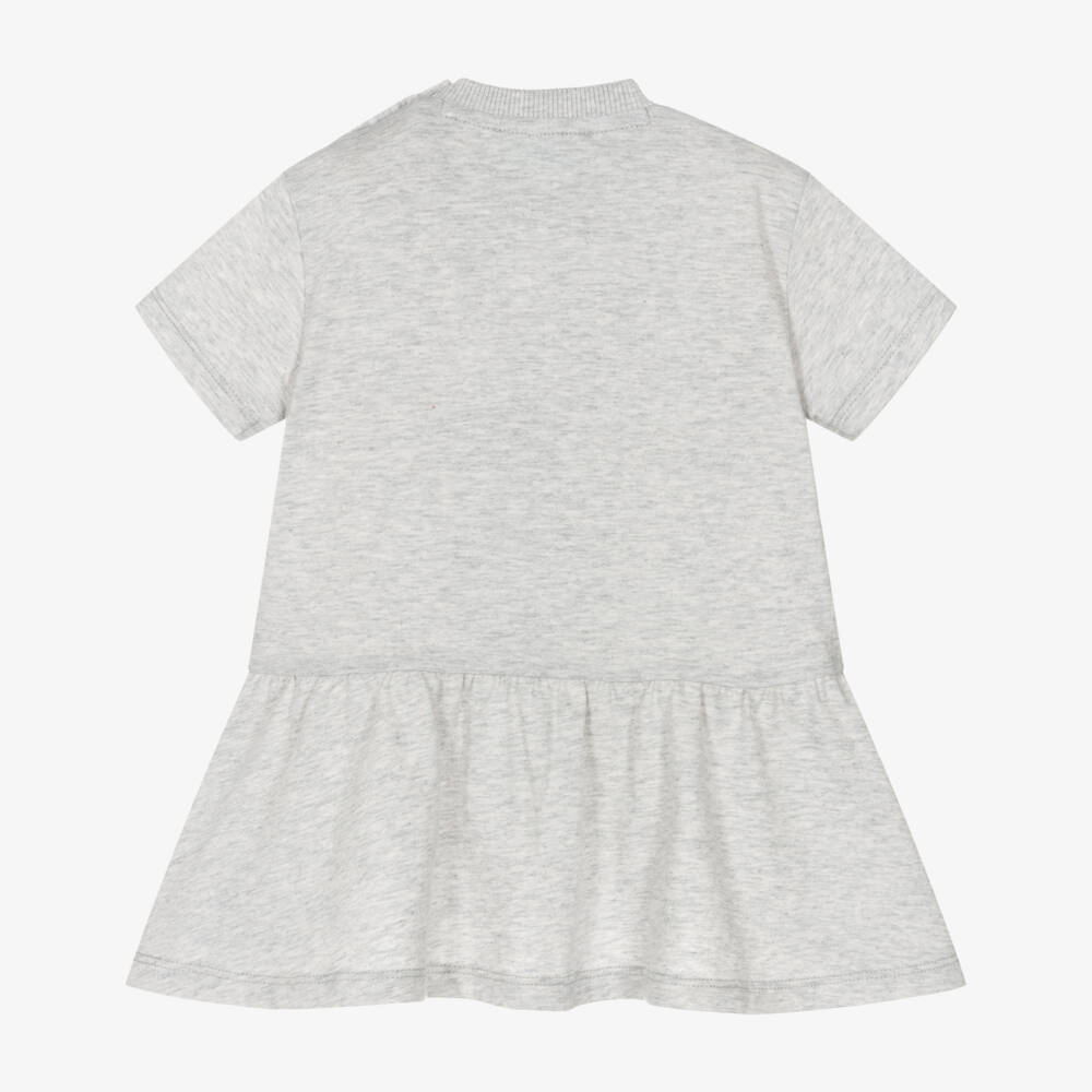 KENZO KIDS-Girls Grey Marl Cotton Kotora Tiger Dress | Childrensalon