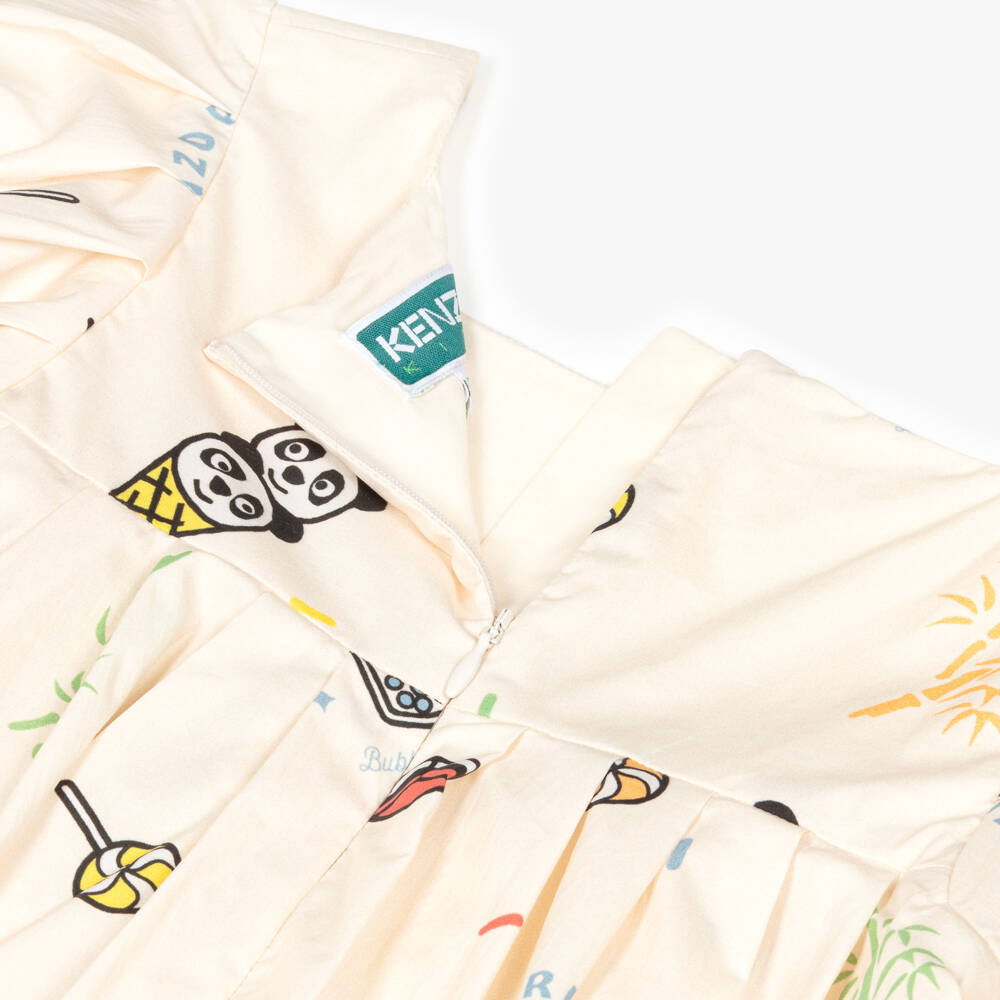 KENZO KIDS-Girls Ivory Cotton Ice Cream & Candy Pattern Dress | Childrensalon