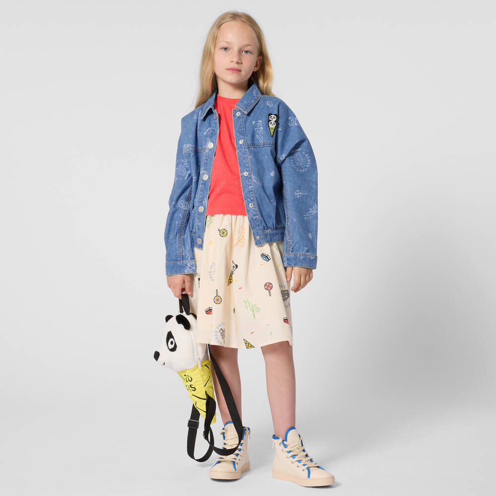 KENZO KIDS-Girls Ivory Cotton Ice Cream & Candy Pattern Skirt | Childrensalon