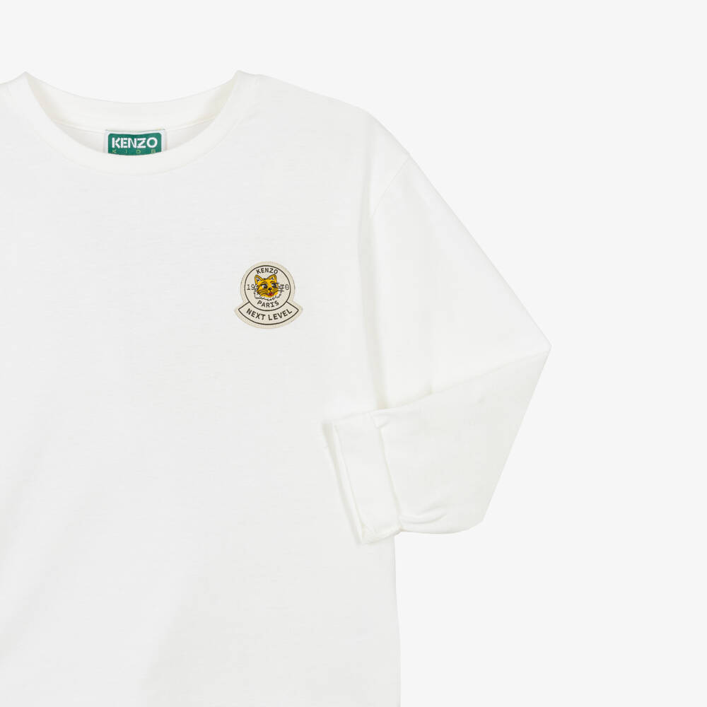 KENZO KIDS-Girls Ivory Cotton Ready to Play Top | Childrensalon