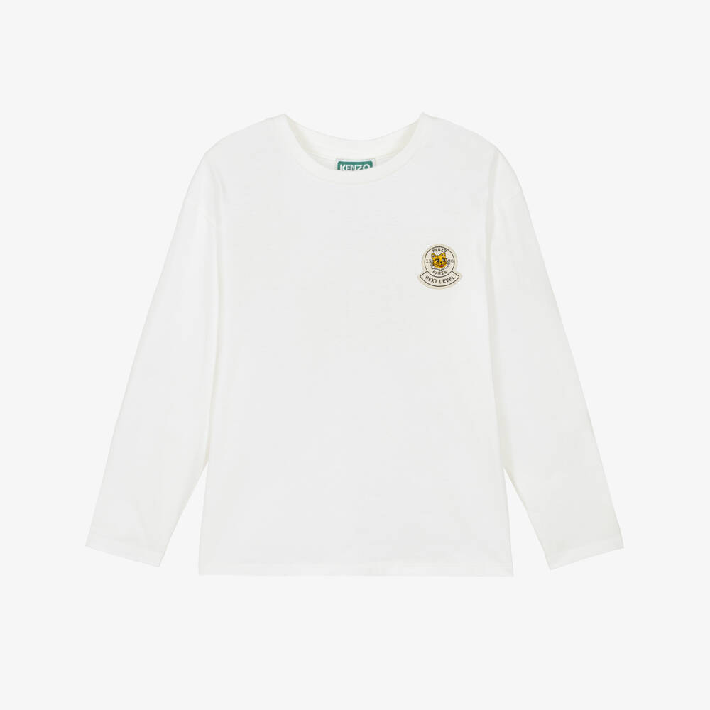 KENZO KIDS-Girls Ivory Cotton Ready to Play Top | Childrensalon