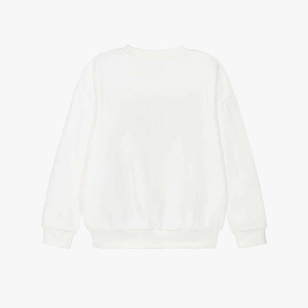 KENZO KIDS-Girls Ivory Cotton Sweatshirt with Kenzo Paris Peony Logo | Childrensalon