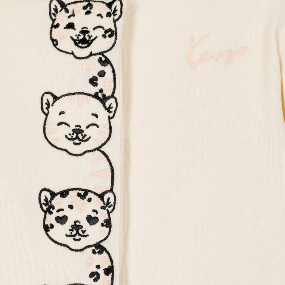 KENZO KIDS-Girls Ivory & Pink Tiger Striped Legging Set | Childrensalon