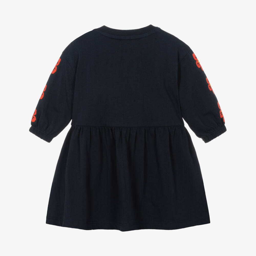 KENZO KIDS-Girls Navy Blue Boke Flower Logo Dress | Childrensalon