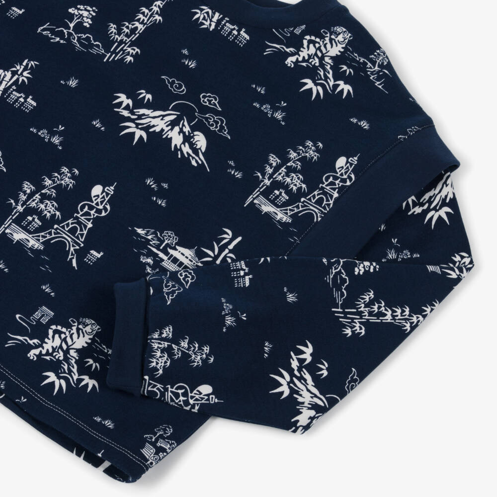 KENZO KIDS-Girls Navy Blue Cotton Garden Sweatshirt | Childrensalon