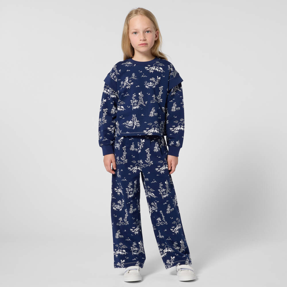 KENZO KIDS-Синий хлопковый свитшот для девочек | Childrensalon