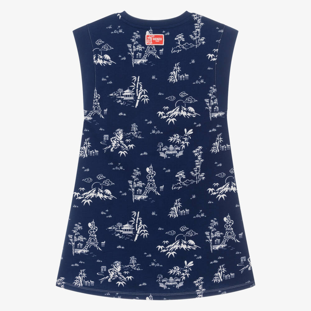 KENZO KIDS-فستان قطن سويتشيرت لون كحلي للبنات | Childrensalon