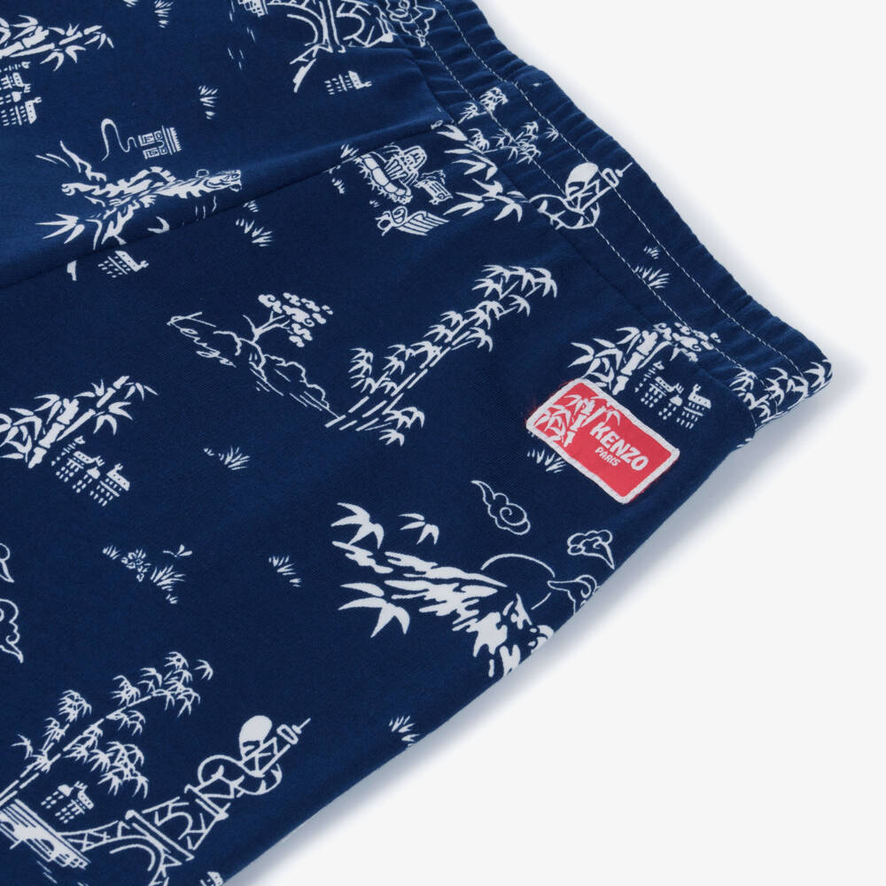 KENZO KIDS-Синие хлопковые джоггеры с узором для девочек | Childrensalon