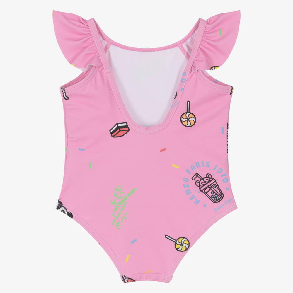 KENZO KIDS-Girls Pink Candy Print Swimsuit | Childrensalon