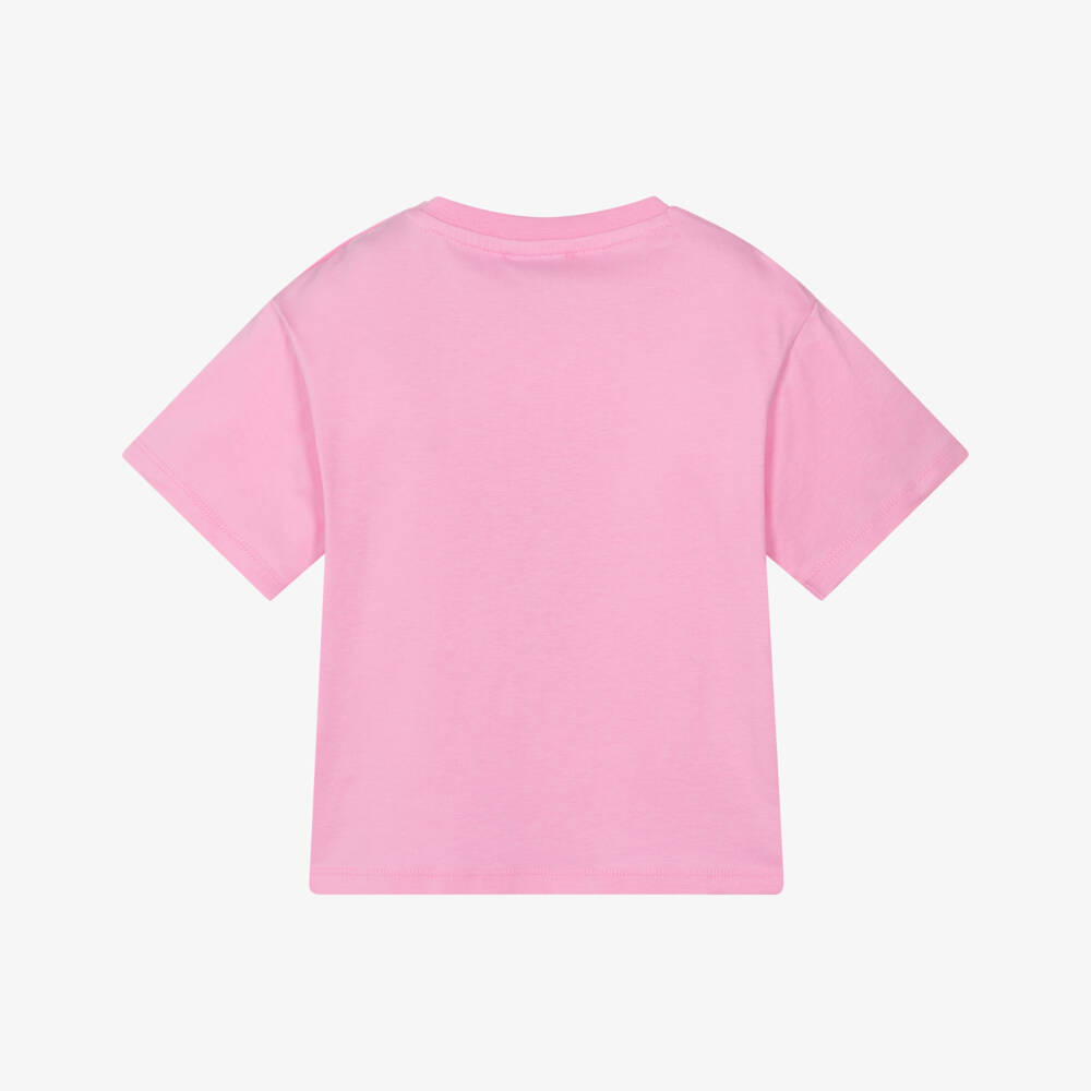 KENZO KIDS-Girls Pink Cotton Boke Flower & Logo T-Shirt | Childrensalon