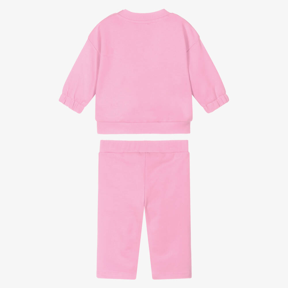 KENZO KIDS-Girls Pink Cotton Jersey Boke Flower Tracksuit | Childrensalon