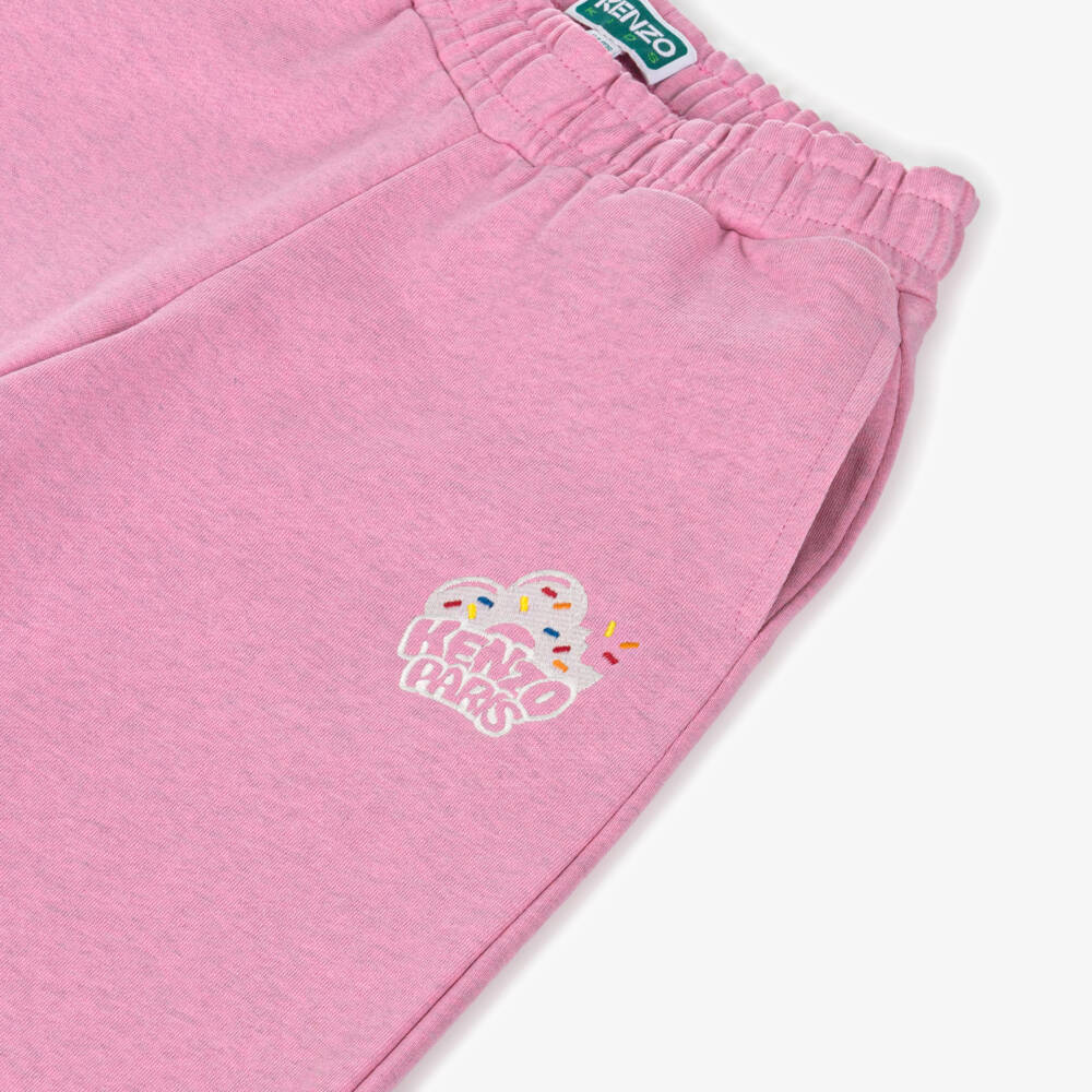 KENZO KIDS-بنطلون رياضي قطن لون زهري للبنات | Childrensalon