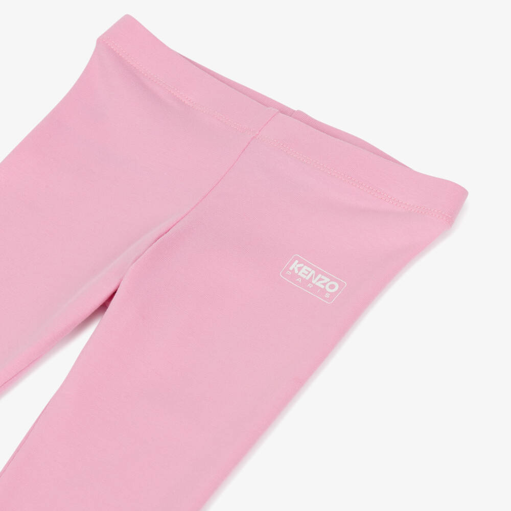 KENZO KIDS-Girls Pink Cotton Jersey Leggings | Childrensalon