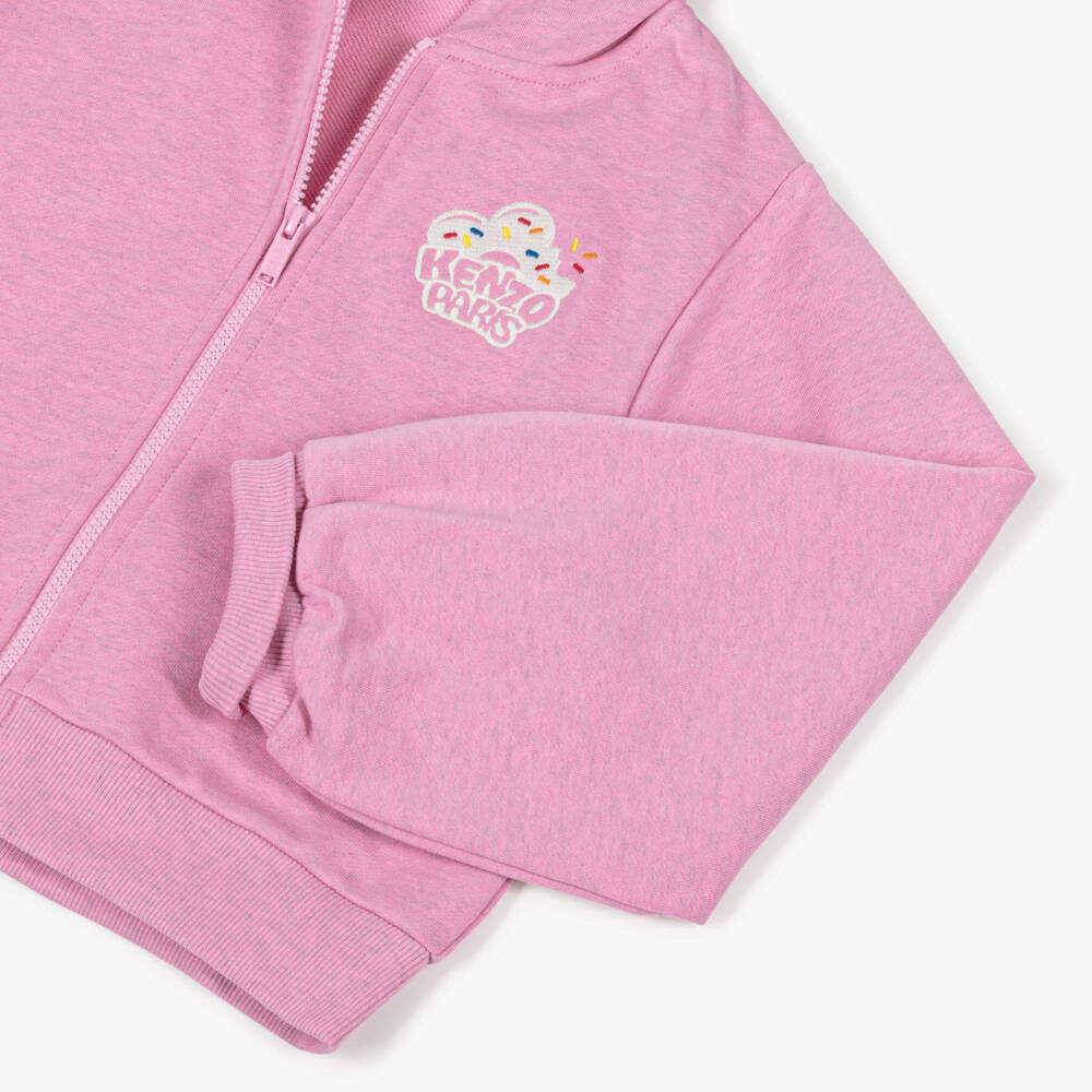 KENZO KIDS-توب بسحاب قطن لون زهري للبنات | Childrensalon