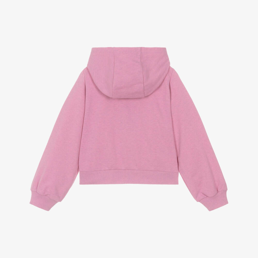 KENZO KIDS-Girls Pink Cotton Jersey Zip-Up Top with Donut Logo | Childrensalon