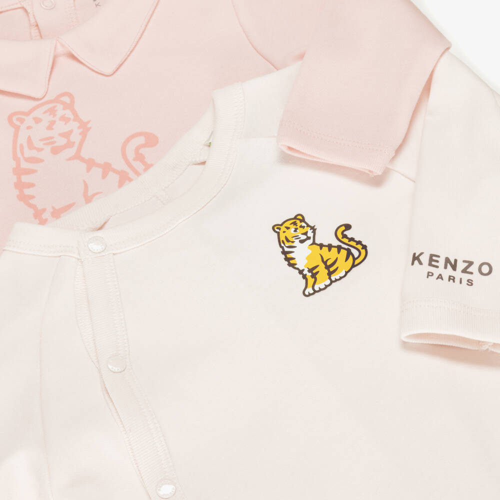 KENZO KIDS-Girls Pink Cotton Kotora Tiger Babygrows (2 Pack) | Childrensalon