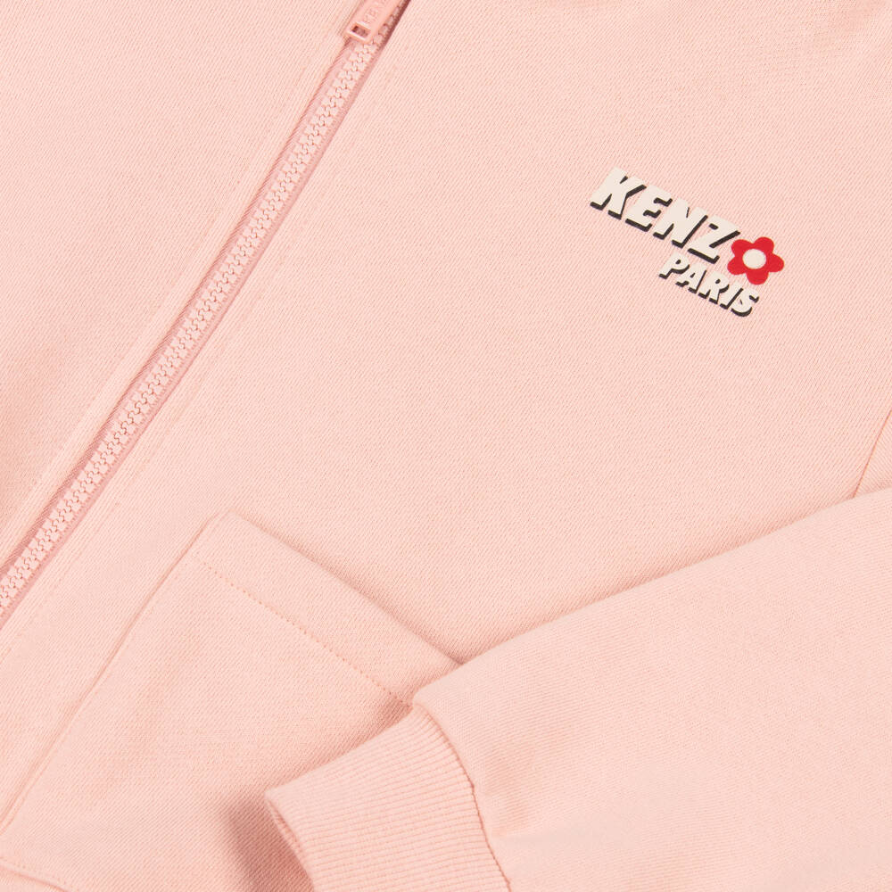 KENZO KIDS-Топ розовый хлопковый Planet Boke на молнии для девочек | Childrensalon