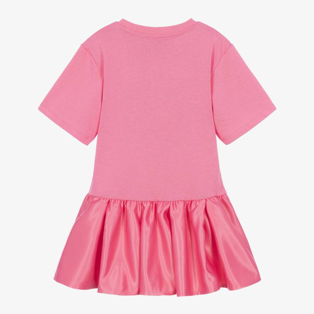 KENZO KIDS-Girls Pink Jersey & Satin Dress with Heart Boke Flower | Childrensalon