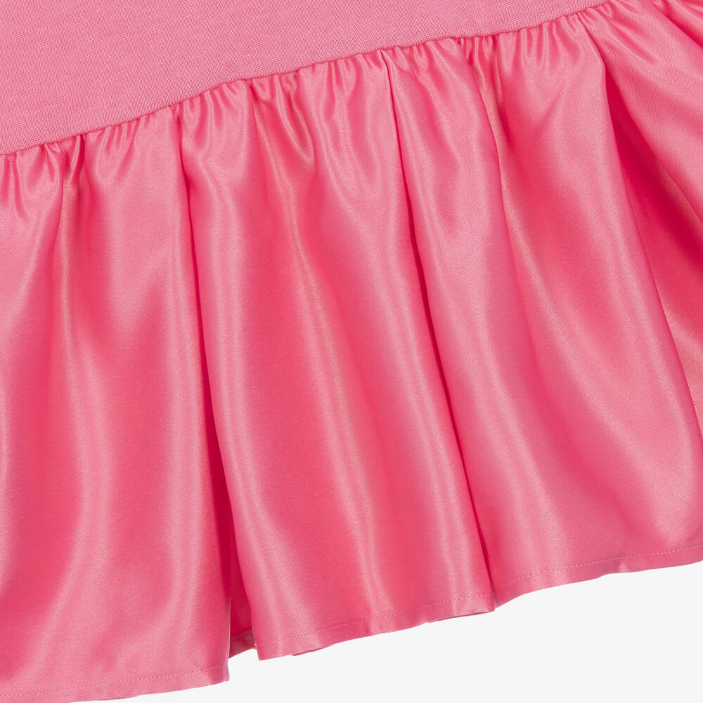 KENZO KIDS-Girls Pink Jersey & Satin Dress with Heart Boke Flower | Childrensalon