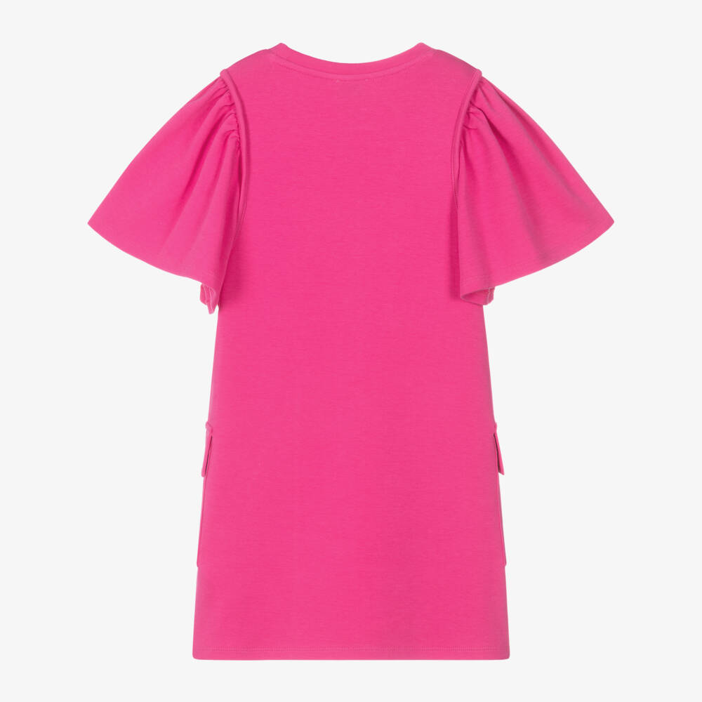 KENZO KIDS-Girls Pink Organic Cotton Dress | Childrensalon