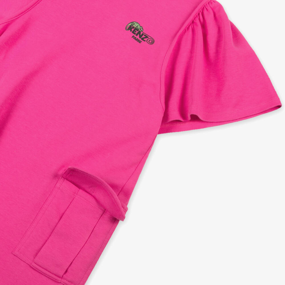 KENZO KIDS-Girls Pink Organic Cotton Dress | Childrensalon