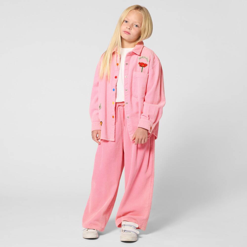KENZO KIDS-Girls Pink Wide Leg Corduroy Trousers | Childrensalon