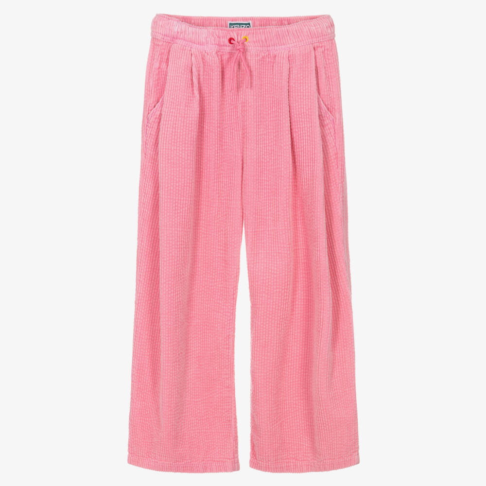 KENZO KIDS-Girls Pink Wide Leg Corduroy Trousers | Childrensalon