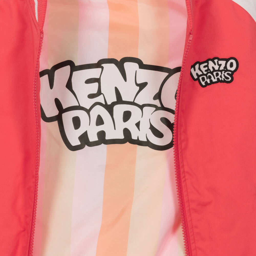 KENZO KIDS-Girls Red Cotton Bomber Jacket with Panda Ice Cream Motif | Childrensalon