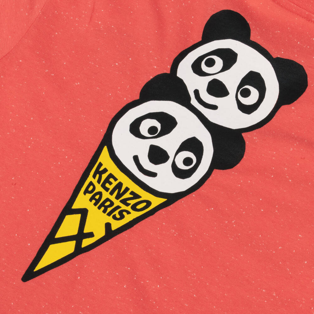 KENZO KIDS-Girls Red Cotton Jersey Panda Ice Cream Dress | Childrensalon
