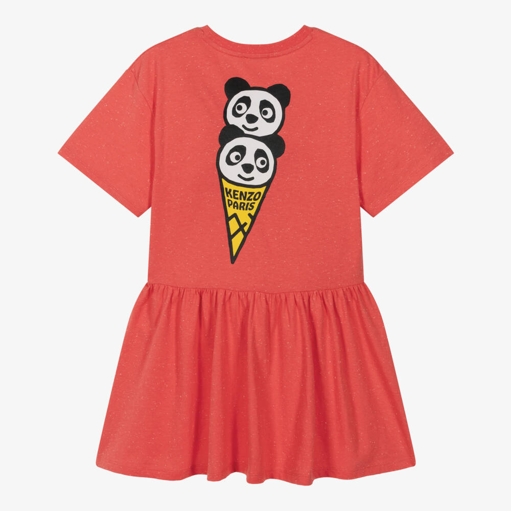 KENZO KIDS-Girls Red Cotton Jersey Panda Ice Cream Dress | Childrensalon
