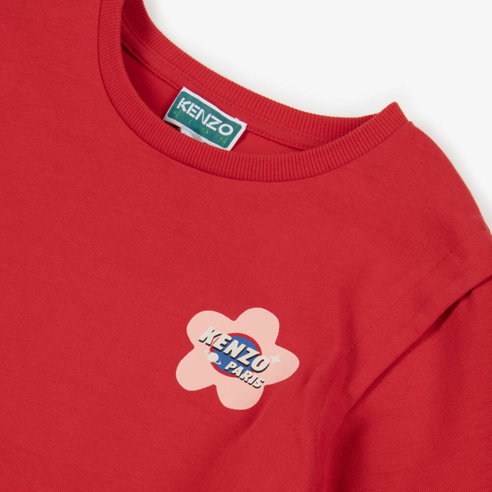 KENZO KIDS-Girls Red Cotton Jersey Planet Boke Dress | Childrensalon