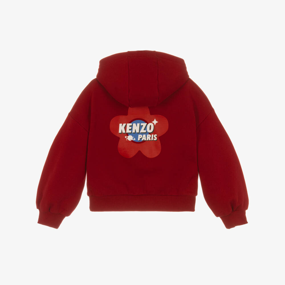 KENZO KIDS-Girls Red Cotton Planet Boke Hoodie | Childrensalon