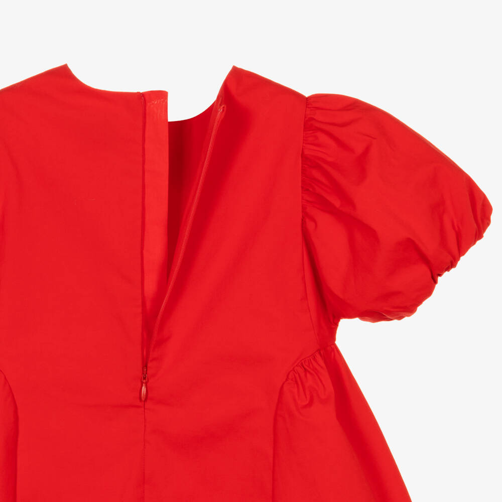 KENZO KIDS-Girls Red Cotton Poplin Lunar New Year Dress | Childrensalon