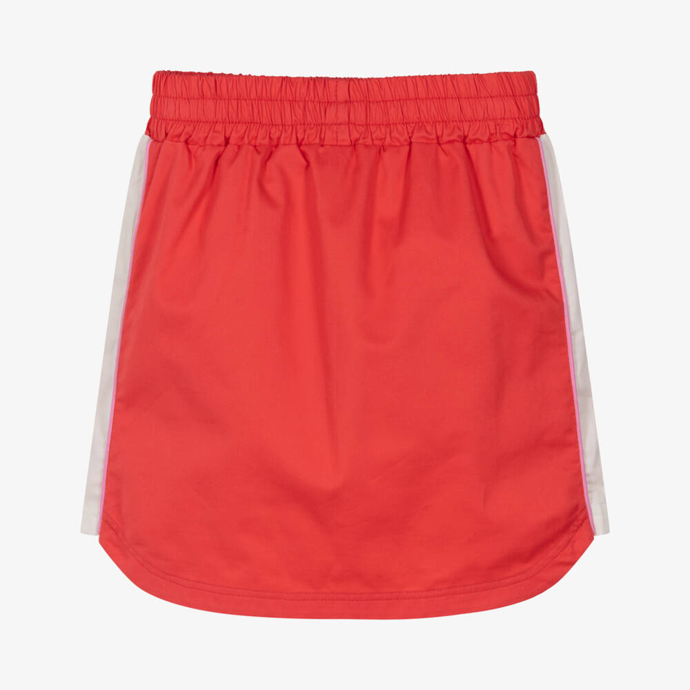 KENZO KIDS-Girls Red Cotton Sateen Skirt with Panda Ice Cream Motif | Childrensalon