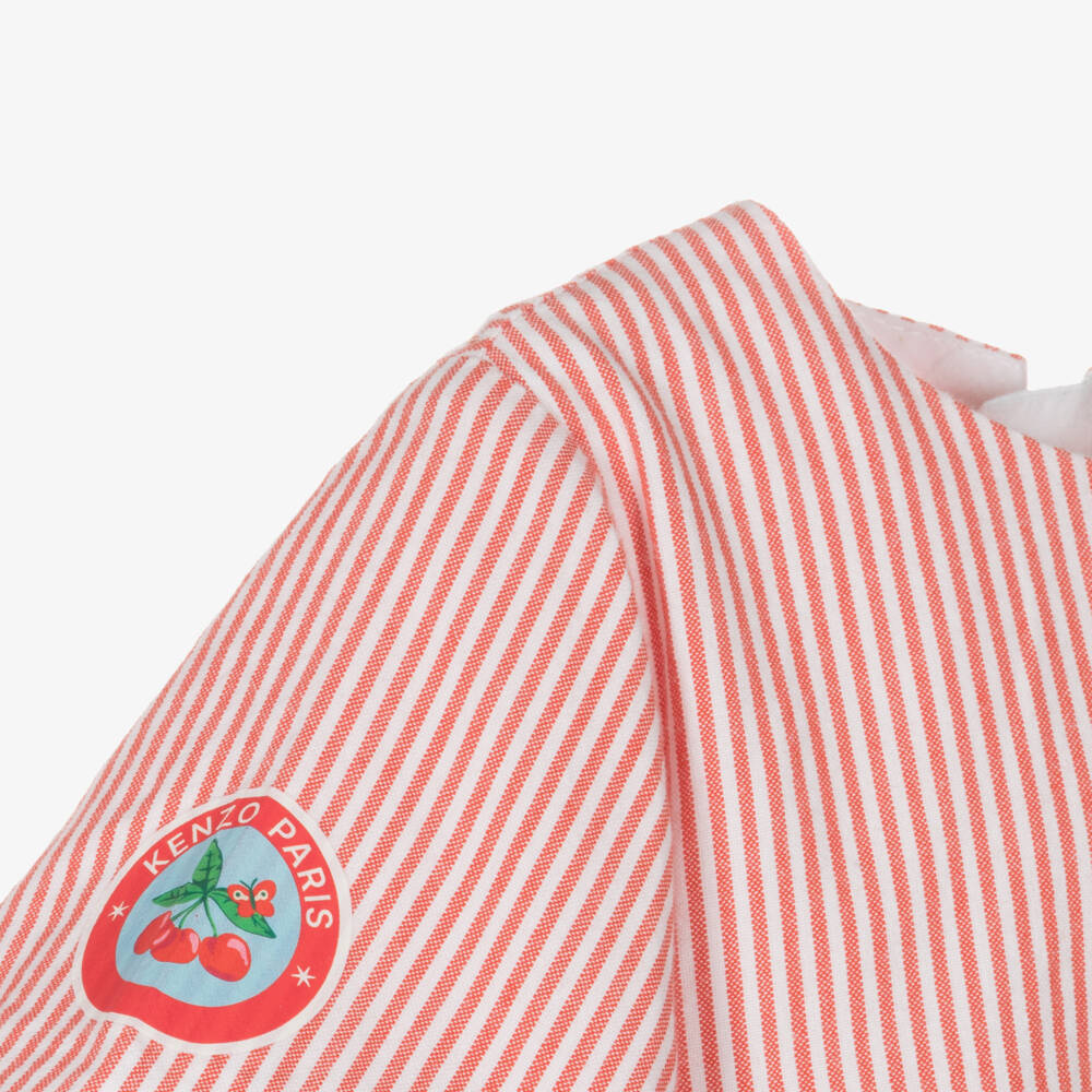 KENZO KIDS-Girls Red Cotton Stripe Fruits Dress | Childrensalon