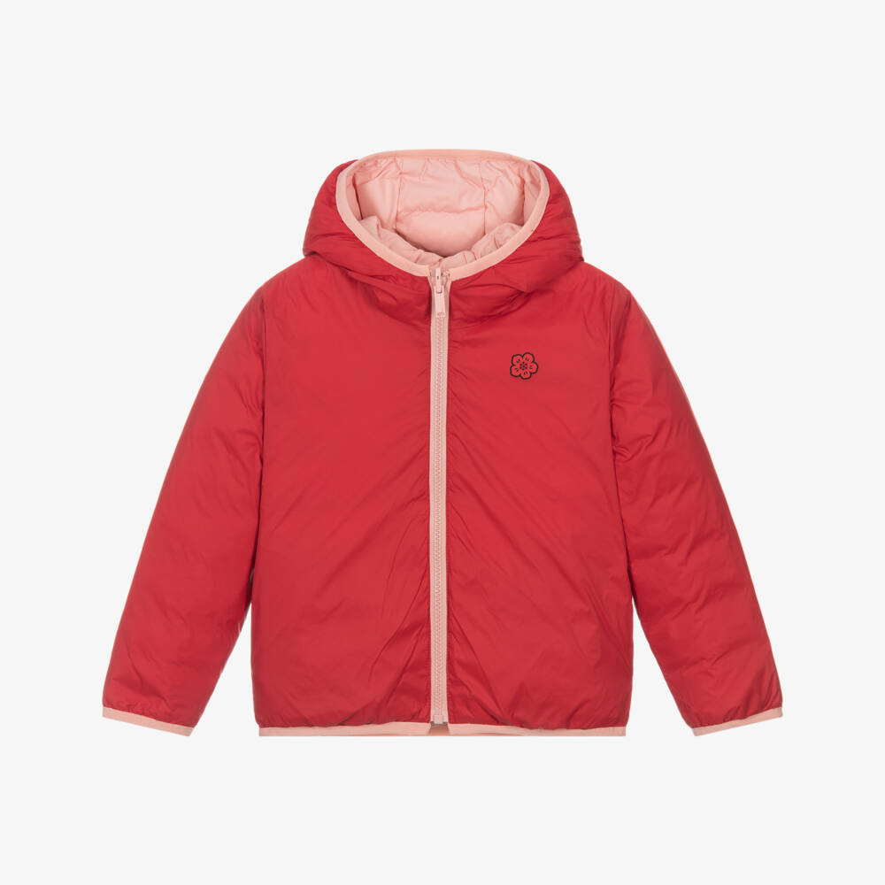 KENZO KIDS-Girls Red & Pink Reversible Down Filled Jacket | Childrensalon