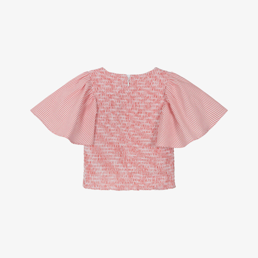KENZO KIDS-Girls Red Stripe Cotton Blouse | Childrensalon