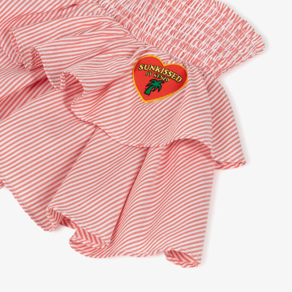 KENZO KIDS-Girls Red Striped Ruffle Skirt | Childrensalon