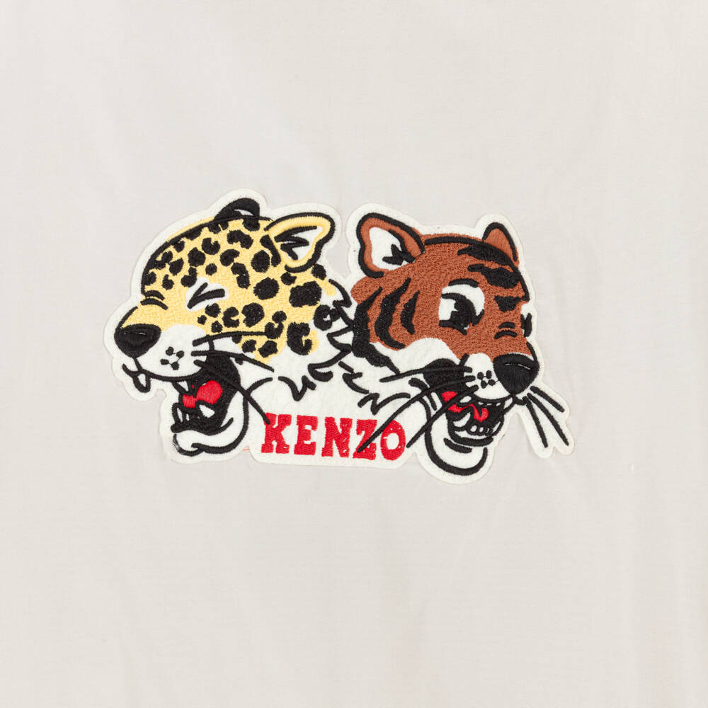 KENZO KIDS-Girls Stone Beige Tiger & Panther Coat | Childrensalon