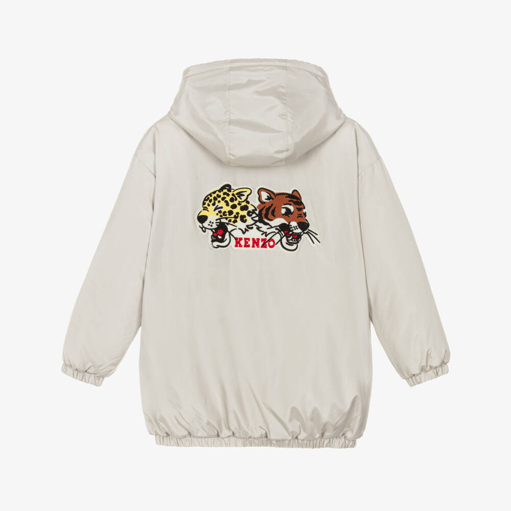 KENZO KIDS-Girls Stone Beige Tiger & Panther Coat | Childrensalon