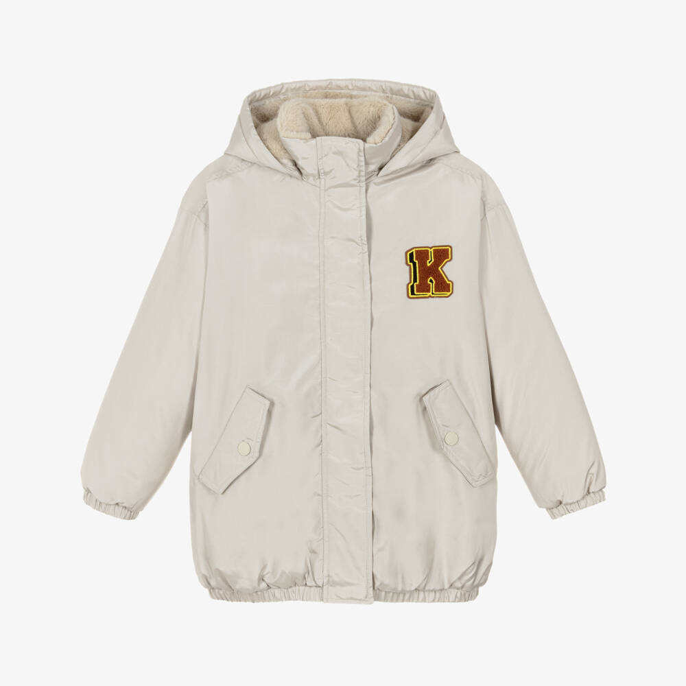 KENZO KIDS-Girls Stone Beige Tiger & Panther Coat  | Childrensalon