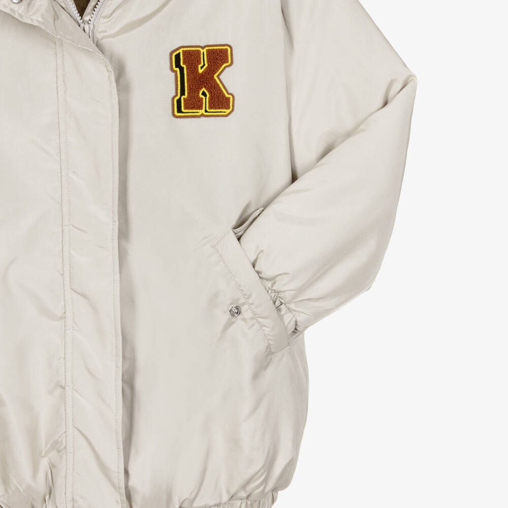 KENZO KIDS-Girls Stone Beige Tiger & Panther Coat | Childrensalon