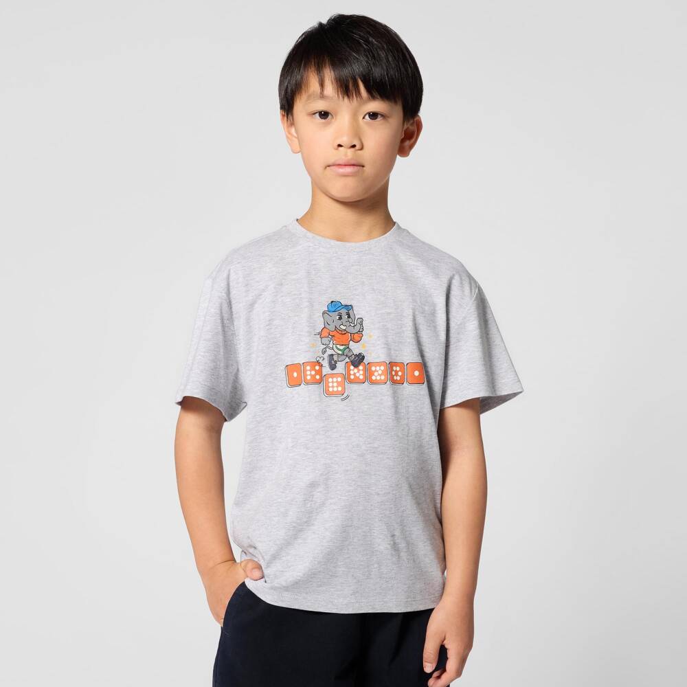 KENZO KIDS-Grey Marl Cotton Elephant & Dice Logo T-Shirt | Childrensalon
