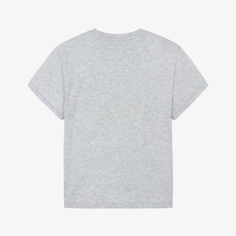 KENZO KIDS-Grey Marl Cotton Elephant & Dice Logo T-Shirt | Childrensalon
