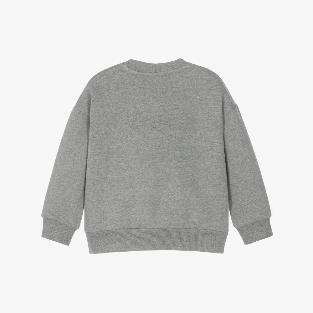 KENZO KIDS-Grey Marl Cotton Jersey Wild Tiger Sweatshirt | Childrensalon