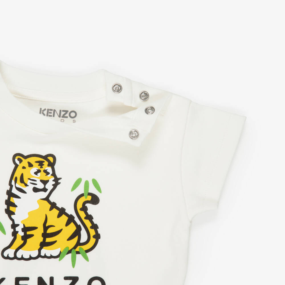 KENZO KIDS-Ivory & Beige Cotton Baby Tracksuit Set | Childrensalon